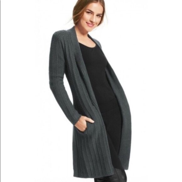 CAbi Sweaters - CAbi Womens Size M Stay Cozy Duster Cardigan Style #588 Gray Sweater Chunky Knit